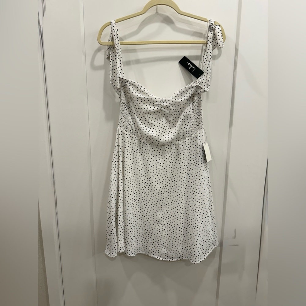 Lulu's White Polka Dot Cowl Neck Camisole Dress Top. Size Large New With Tags.